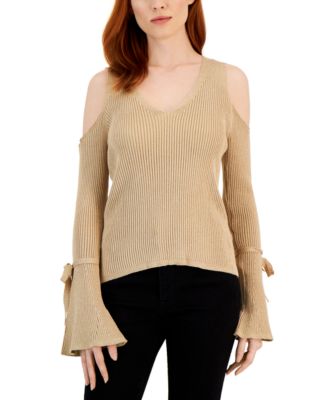I.N.C. International Concepts - Women's Cold-Shoulder V-Neck Sweater