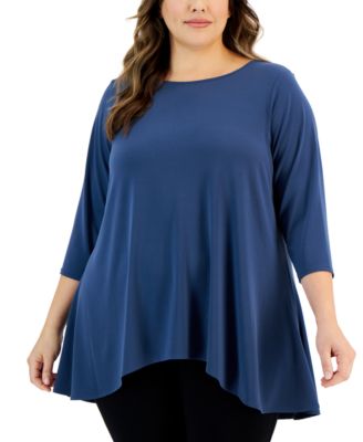 Alfani - Plus Size Handkerchief-Hem Top