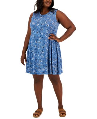 Style & Co - Plus Size Floral-Print Sleeveless Flip-Flop Dress