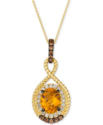 Le Vian - Cinnamon Citrine (2-3/8 ct. t.w.) & Diamond (5/8 ct. t.w.) Pendant Necklace in 14k Gold, 18" + 2" extender