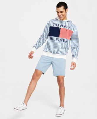 Tommy Hilfiger - Men's Quinn Nautical Stripe Hoodie & Chambray Shorts