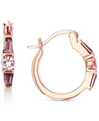 Macy's - Cubic Zirconia Small Hoop Earrings in 14k Rose Gold-Plated Sterling Silver, 0.55"