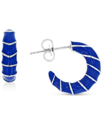 Macy's - Enamel Hoop Earrings in Sterling Silver or 14k Gold over Sterling Silver, .63"