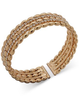 Anne Klein - Gold-Tone Crystal Cuff Slip On Boxed Bracelet