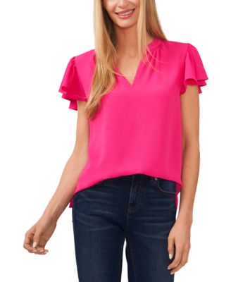 CeCe - Women's Short Ruffled Sleeve V-Neck Blouse