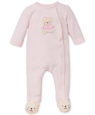 Little Me - Baby Girls' Sweet Bear Footed Coverall