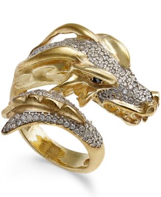 Macy's - Diamond Dragon Bypass Ring (1 ct. t.w.) in 14k Gold-Plated Sterling Silver