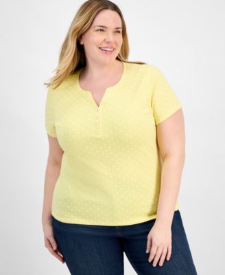 Style & Co - Plus Size Printed Henley Knit Top