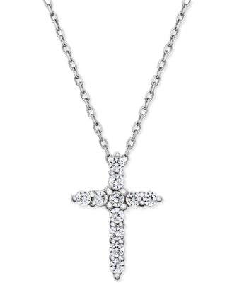 Macy's - Diamond Cross Pendant Necklace (1/4 ct. t.w.) in 14k White Gold