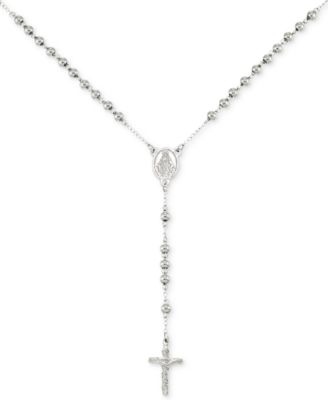 LEGACY for MEN by Simone I. Smith - Beaded Cross 24" Rosary Necklace in Stainless Steel