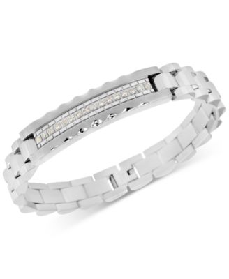 Macy's - Men's Diamond (1/5 ct. t.w.) Tire Tread Bracelet in Stainless Steel