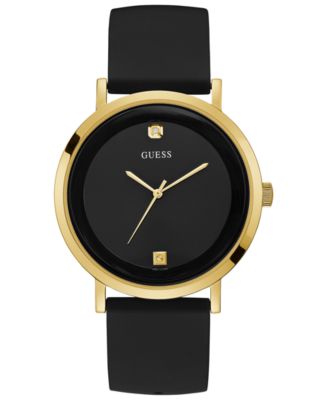 GUESS - Men's Supernova Diamond-Accent Black Silicone Strap Watch 44mm