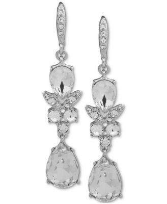 Givenchy - Silver-Tone Crystal Double Drop Earrings
