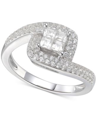 Macy's - Cubic Zirconia Square Halo Twist Ring in Sterling Silver