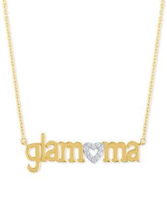 Macy's - Diamond "Glamoma" 18" Pendant Necklace (1/10 ct. t.w.) in 14k Gold Over Sterling Silver