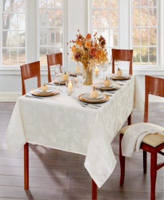 Elrene - Elegant Woven Leaves Jacquard Damask Tablecloth, 60"x102"