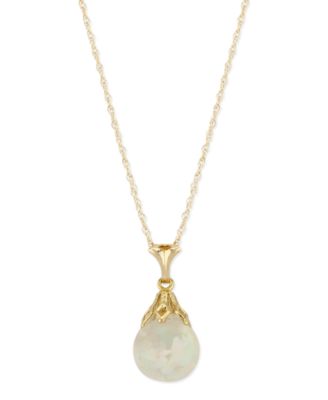 Macy's - Floating Crushed Opal Drop Necklace in 14k Yellow Gold
