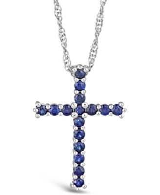 Macy's - Sapphire (3/4 ct. t.w.) Pendant Necklace in Sterling Silver