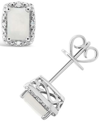 Macy's - Gemstone and Diamond Accent Stud Earrings in Sterling Silver