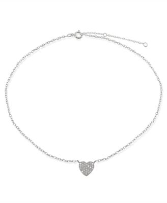 Giani Bernini - Cubic Zirconia Pav&eacute; Heart Ankle Bracelet in Sterling Silver or 18K Gold-Plated Sterling Silver