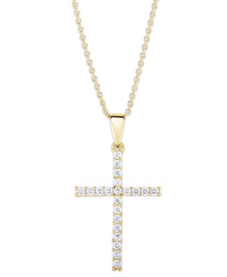 Macy's - Cubic Zirconia SLEEK CROSS PENDANT IN FINE SILVER PLATE