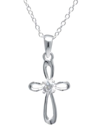Giani Bernini - Cubic Zirconia 18" Cross Pendant Necklace in Sterling Silver