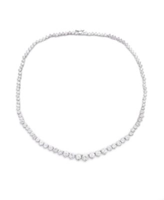 Macy's - Graduated Cubic Zirconia Tennis Necklace In Fine Silver Plate