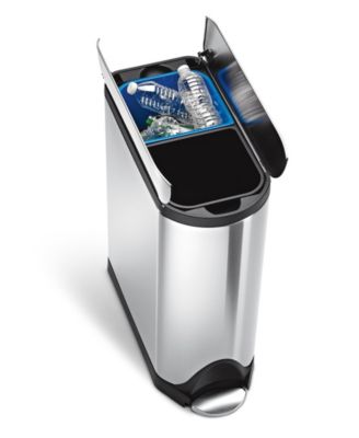 simplehuman - Brushed Stainless Steel Dual Recycler Butterfly Trash Can, 40 Liter Fingerprint Proof