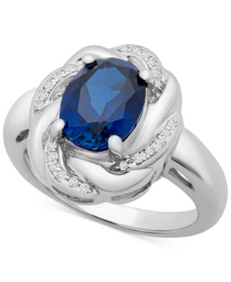Macy's - Blue Sapphire (1-3/4 ct. t.w.) & White Sapphire (1/6 ct. t.w.) Ring in Sterling Silver