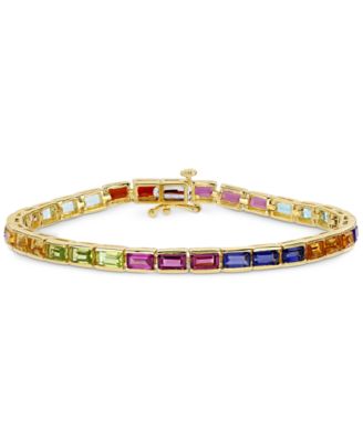 Macy's - Multi-Gemstone Baguette Link Bracelet in 18k Gold-Plated Sterling Silver