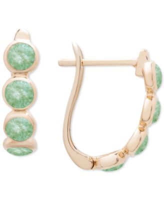 Macy's - Onyx Leverback Hoop Earrings in 14k Gold-Plated Sterling Silver (Also Dyed Green Jade)