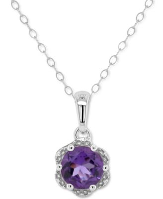 Macy's - Amethyst Solitaire Scalloped Edge 18" Pendant Necklace (3/4 ct. t.w.) in Sterling Silver (Also in Citrine, Rhodolite Garnet, White Topaz, Peridot, & Blue Topaz)