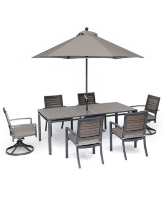 Agio - Marlough II Outdoor Aluminum 7-Pc. Dining Set (84" x 42" Dining Table, 4 Dining Chairs and 2 Swivel Rockers)