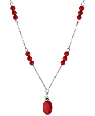 Giani Bernini - Rose Quartz Bead 18" Pendant Necklace (5 ct. t.w.) in Sterling Silver (Also in Turquoise, Sodolite, Amethyst & Red Jasper)