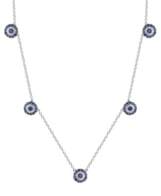 Macy's - Lab-Created Sapphire (1-1/10 ct. t.w.) & Lab-Created White Sapphire (1/6 ct. t.w.) 17" Collar Necklace in Sterling Silver