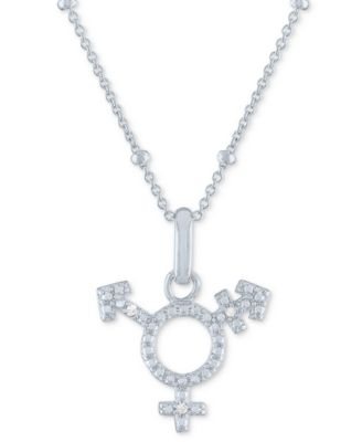 Macy's - Diamond Accent Symbol Pride 18" Pendant Necklace in Sterling Silver