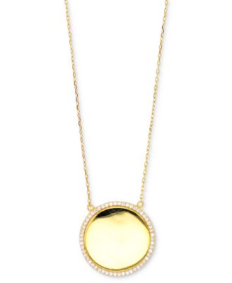 Macy's - Cubic Zirconia Polished Disc Halo Pendant Necklace, 16" + 2" extender