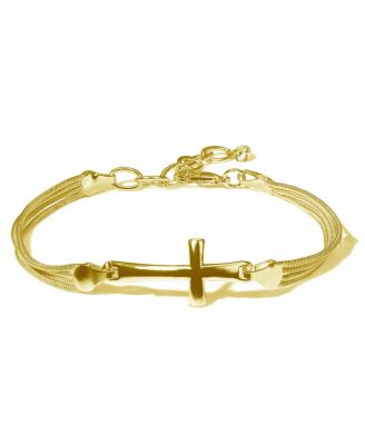 Macy's - Cross Bracelet in Silver Plate or 18k Gold Plate