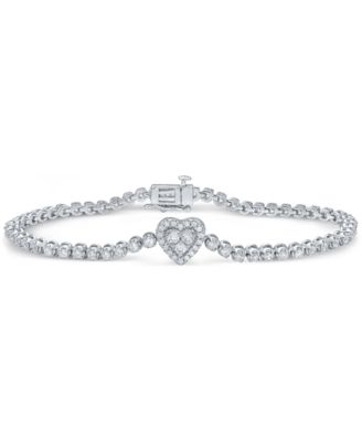 Macy's - Diamond Heart Bracelet (2 ct. t.w.) in 10k White Gold