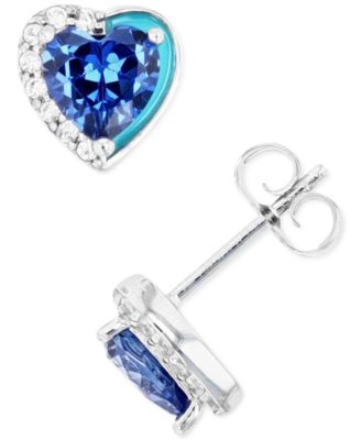 Macy's - Blue and White Cubic Zirconia Stud Earrings in Sterling Silver
