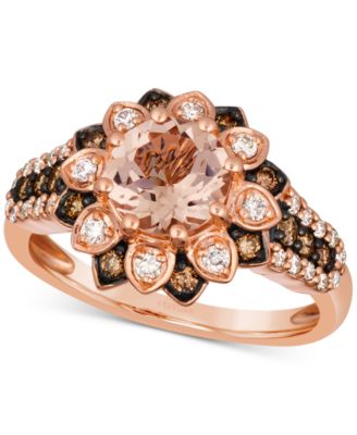 Le Vian - Peach Morganite™ (7/8 ct. t.w.) & Diamond (3/8 ct. t.w.) Flower Ring in 14k Rose Gold