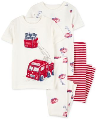 Carter's - Toddler Boys Fire Truck Cotton Pajamas, 4-Piece Set
