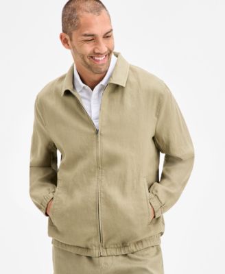Club Room - Men's Linen Zip-Front Bomber Jacket