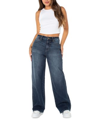 Celebrity Pink - Juniors' High Rise Baggy Wide-Leg Curvy Jeans