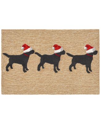 Liora Manne' - Front Porch Indoor/Outdoor 3 Dogs Christmas Neutral 2'6" x 4' Area Rug
