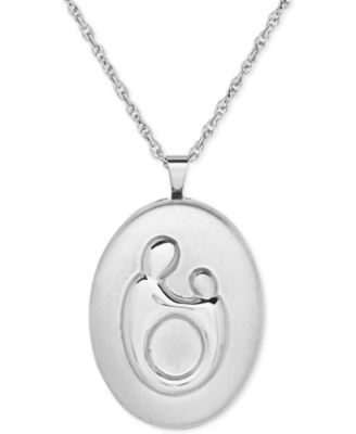 Macy's - Mother-Themed Oval Locket Pendant Necklace in Sterling Silver