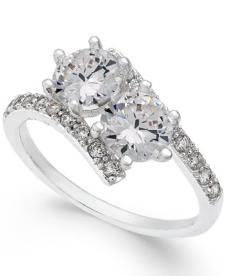 Charter Club - Fine Silver Plate Cubic Zirconia 2-Stone Ring