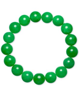 Macy's - Dyed Green Jade (12mm) Beaded Stretch Bracelet