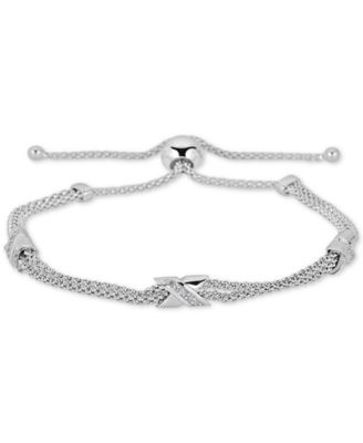 Macy's - Diamond X Bolo Bracelet (1/8 ct. t.w.) in Sterling Silver