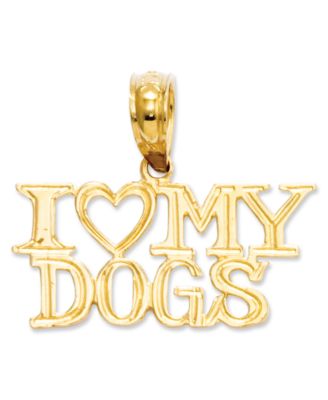 Macy's - 14k Gold Charm, I Heart My Dogs Charm